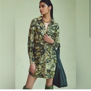 Pilcro Ruched Corduroy Shirt Dress